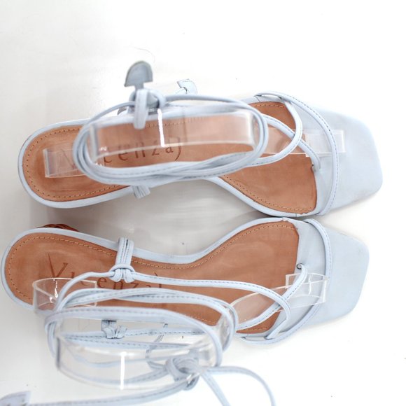 Vincenza Shoes Leather Wrap Woven Ball Heel Thong Sandal Sky Blue EUR 40/US 9 - Picture 10 of 13